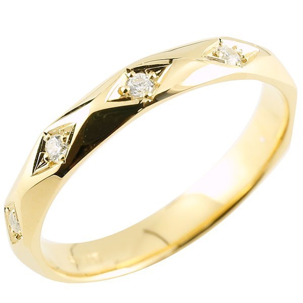 リング ゴールド 指輪 ダイヤモンド イエローゴールドk10 ダイヤリング 指輪 婚約指輪 ダイヤ カットリング 菱形 10金 宝石