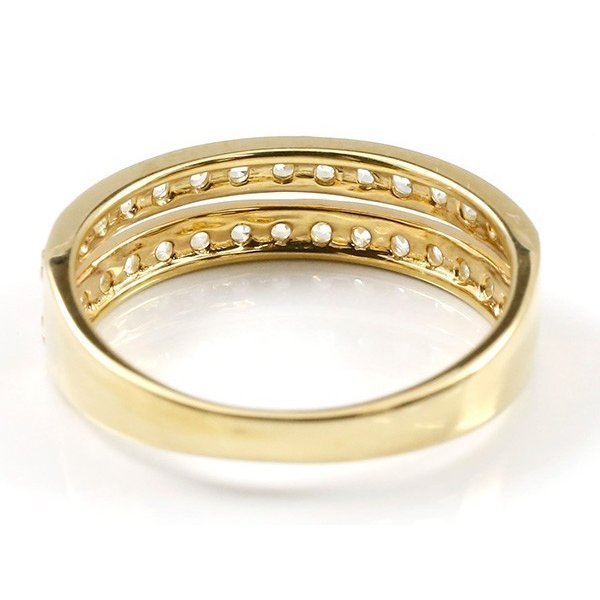 婚約指輪 ダイヤ リング イエローゴールドk10 ダイヤモンド エンゲージリング 2連 指輪 ピンキーリング 10金 宝石 レディース_画像3