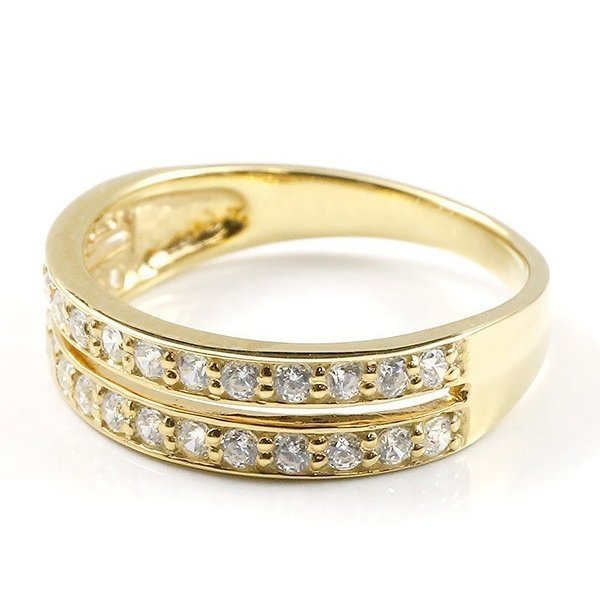 婚約指輪 ダイヤ リング イエローゴールドk10 ダイヤモンド エンゲージリング 2連 指輪 ピンキーリング 10金 宝石 レディース_画像2