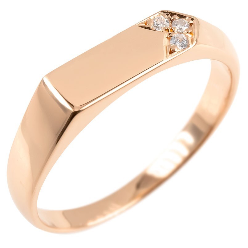 リング ゴールド 18金ゴールド 印台 ダイヤモンド 指輪 ピンクゴールドk18 婚約指輪 ダイヤ 安い エンゲージリング ピンキーリング