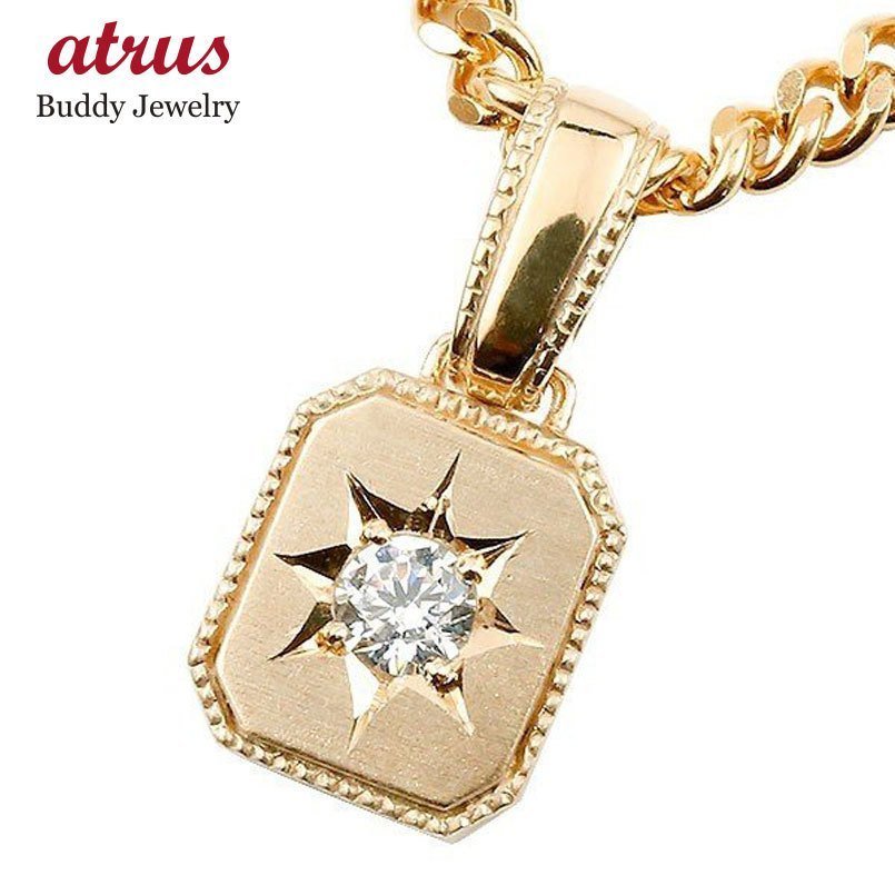  men's necklace top 18 gold 18k diamond one bead flat for ki partition pink gold k18 diamond pendant chain popular delustering 