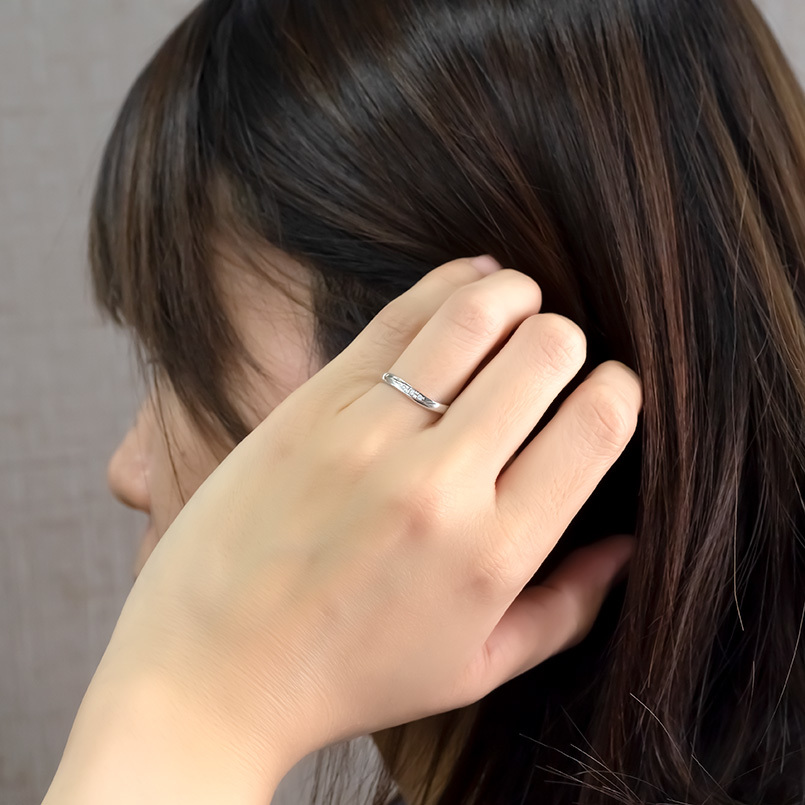 ペアリング ペア 2本セット 結婚指輪 プラチナ 安い pt900 ダイヤモンド マリッジリング シンプル 女性 男性 レディース メンズ_画像2