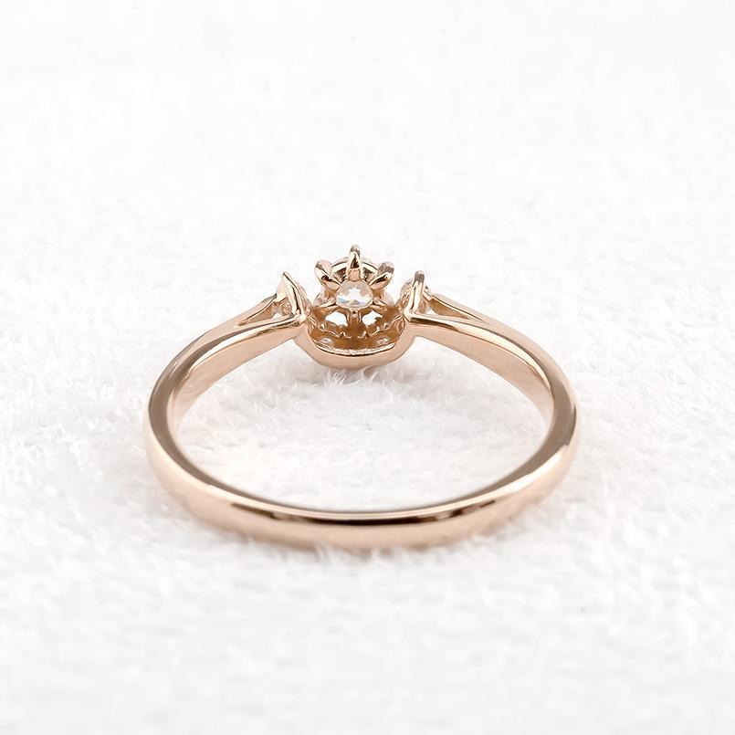 18金 リング ダイヤモンド 指輪 ピンクゴールドk18 婚約指輪 安い ピンキーリング ダイヤ ハーフヘイロー プラスミミ_画像10
