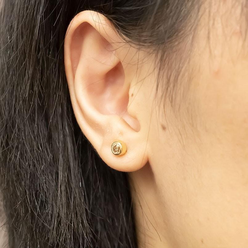 トラスト 18金 ペアピアス 片耳ピアス ブラウンダイヤモンド キャッチのいらないピアス イエローゴールドk18 18k_画像9