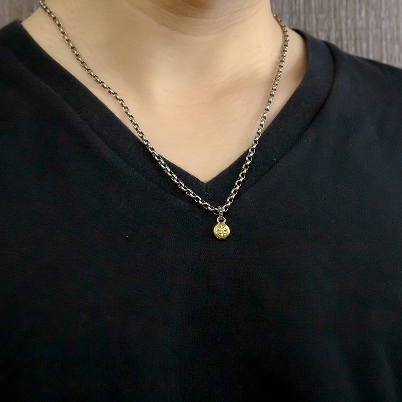  original gold necklace 24 gold top men's diamond one bead circle pendant top .. chain sv925 k24 man piece .. popular 