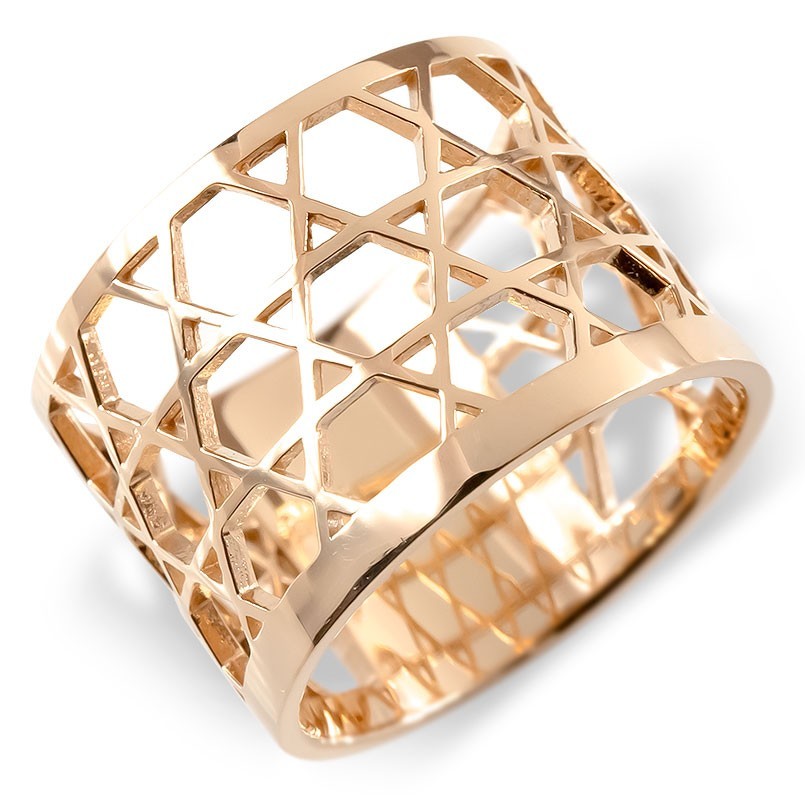 ゴールド リング 籠目 メンズ 指輪 10金 ピンクゴールドk10 ピンキーリング 幅広 透かし 和風 和柄 かごめ カゴメ コントラッド 東京