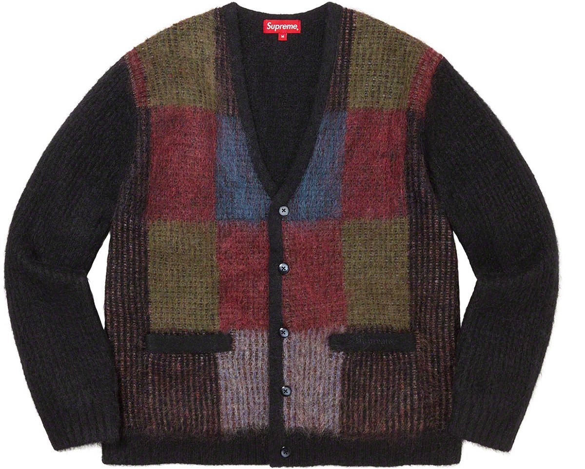 希少 新品 Mサイズ Supreme brushed grid cardigan Black Mohair シュプリーム ブラッシュド モヘア カーディガン 22SS