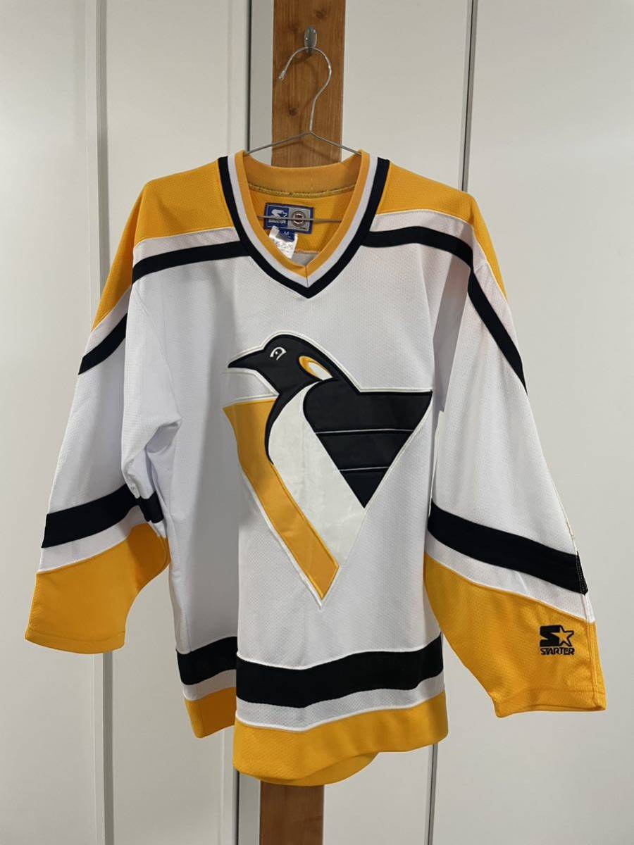 スターター STARTER NHL ピッツバーグ ペンギンズ ゲームシャツ ラッパー chance着用_画像1