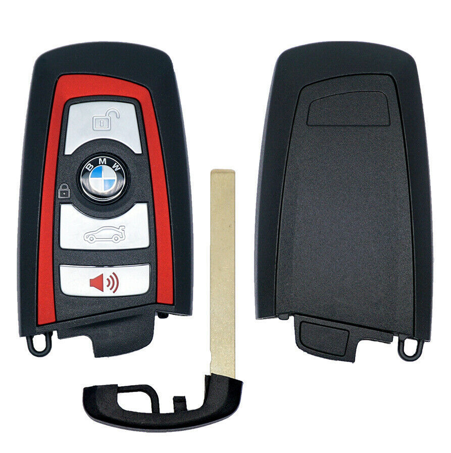 BMW 7/F シリーズ 純正品 赤/レッドトリム ブランクキー ブレード付き 電子機器/チップ付き スペア キーレス スマートキー 4ボタン 未使用