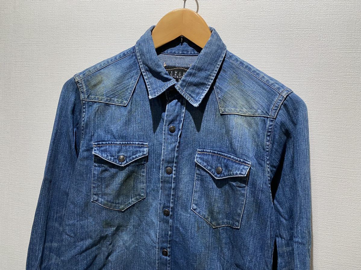 ★ KURO クロ ダメージ加工デニムシャツ sizeS 新品未使用 REMI RELIEF レミレリーフ DENIM ウエスタンシャツ TENDERLOIN ②