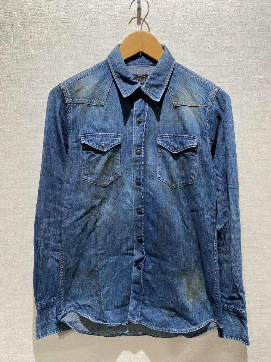 ★ KURO クロ ダメージ加工デニムシャツ sizeS 新品未使用 REMI RELIEF レミレリーフ DENIM ウエスタンシャツ TENDERLOIN ②