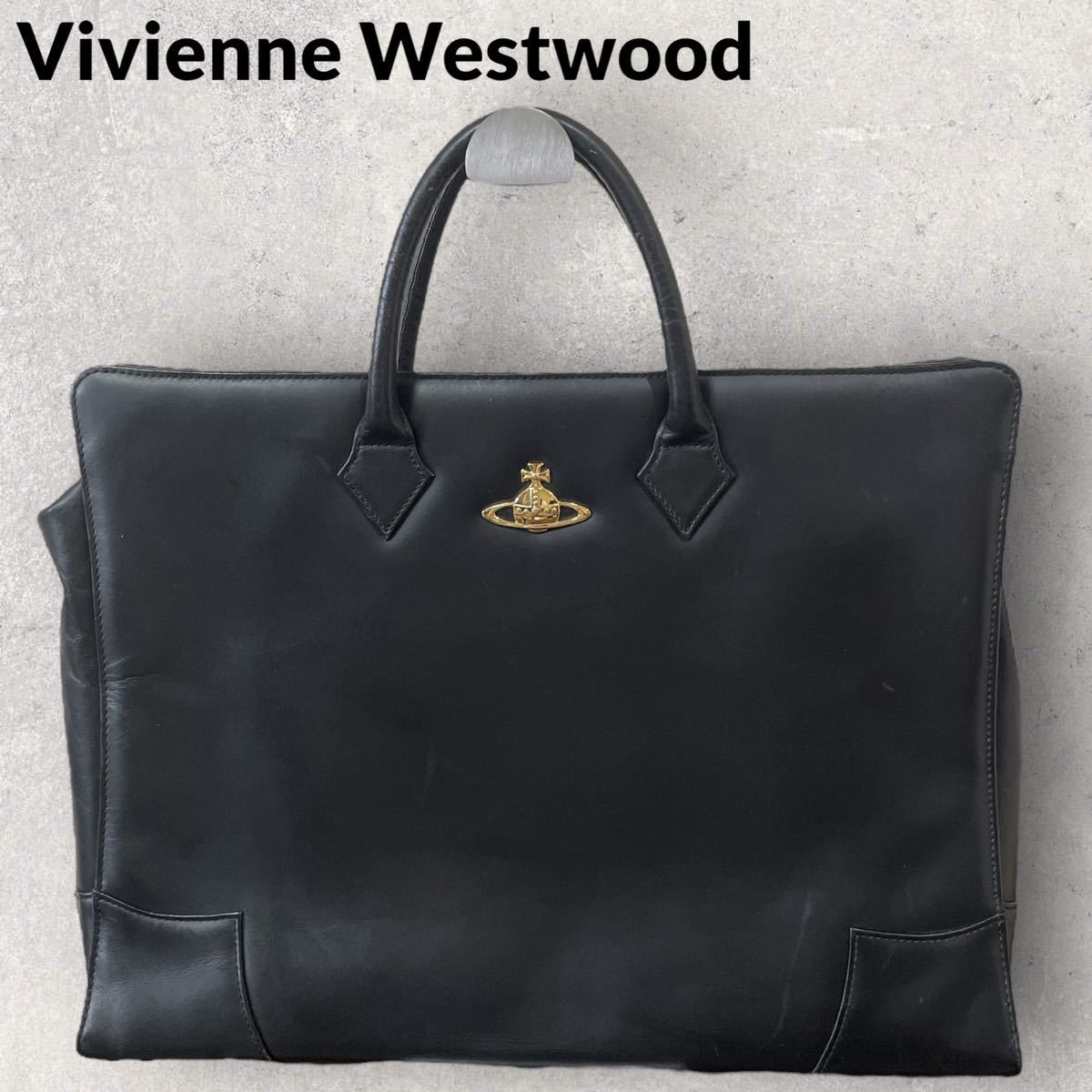 Viviennd Westwood オーブ オールレザーブリーフケース ブラック ビジネスバッグ