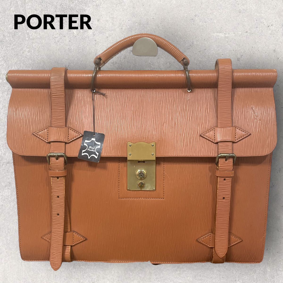 稀少 PORTER オールレザー ダレスバッグ ビジネスバッグ ブラウン 2室