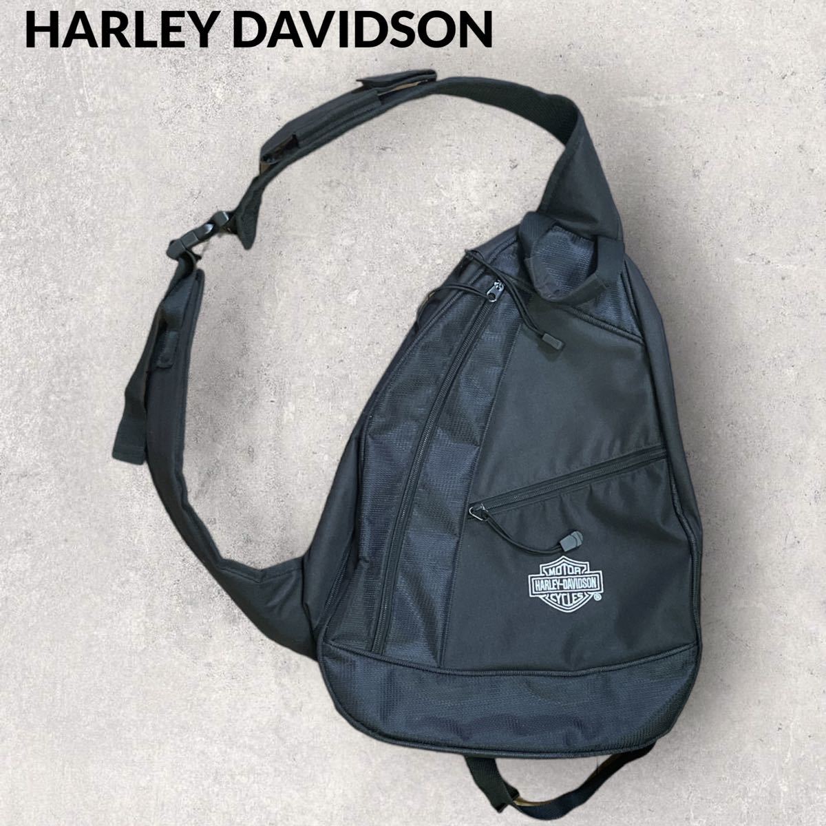 HARLEY DAVIDSON ハーレーダビッドソン y2k ロゴ刺繍 ワンショルダーバッグ スリング テック ブラック