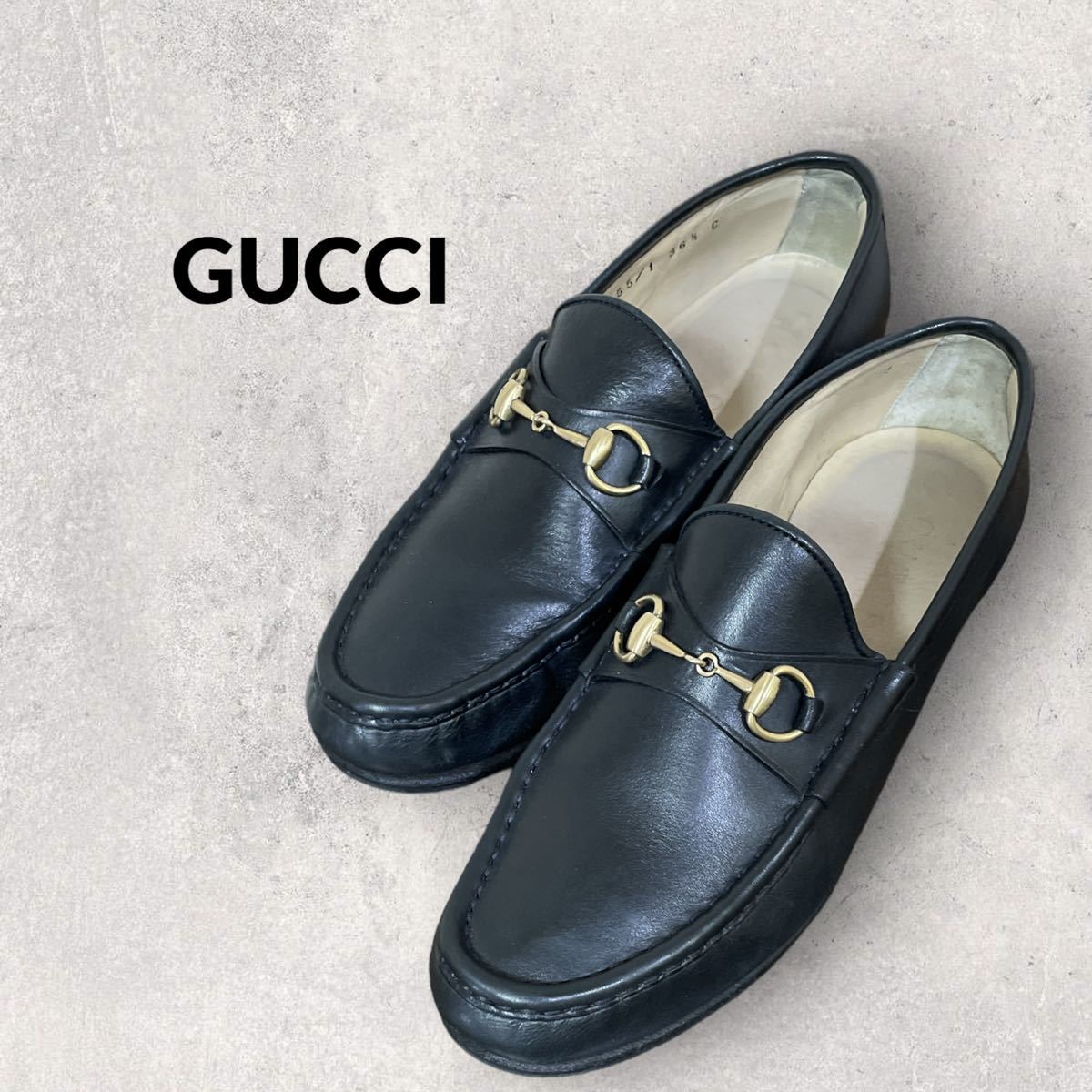 GUCCI イタリア製 ホースビットローファー レザー ブラック 36.5-