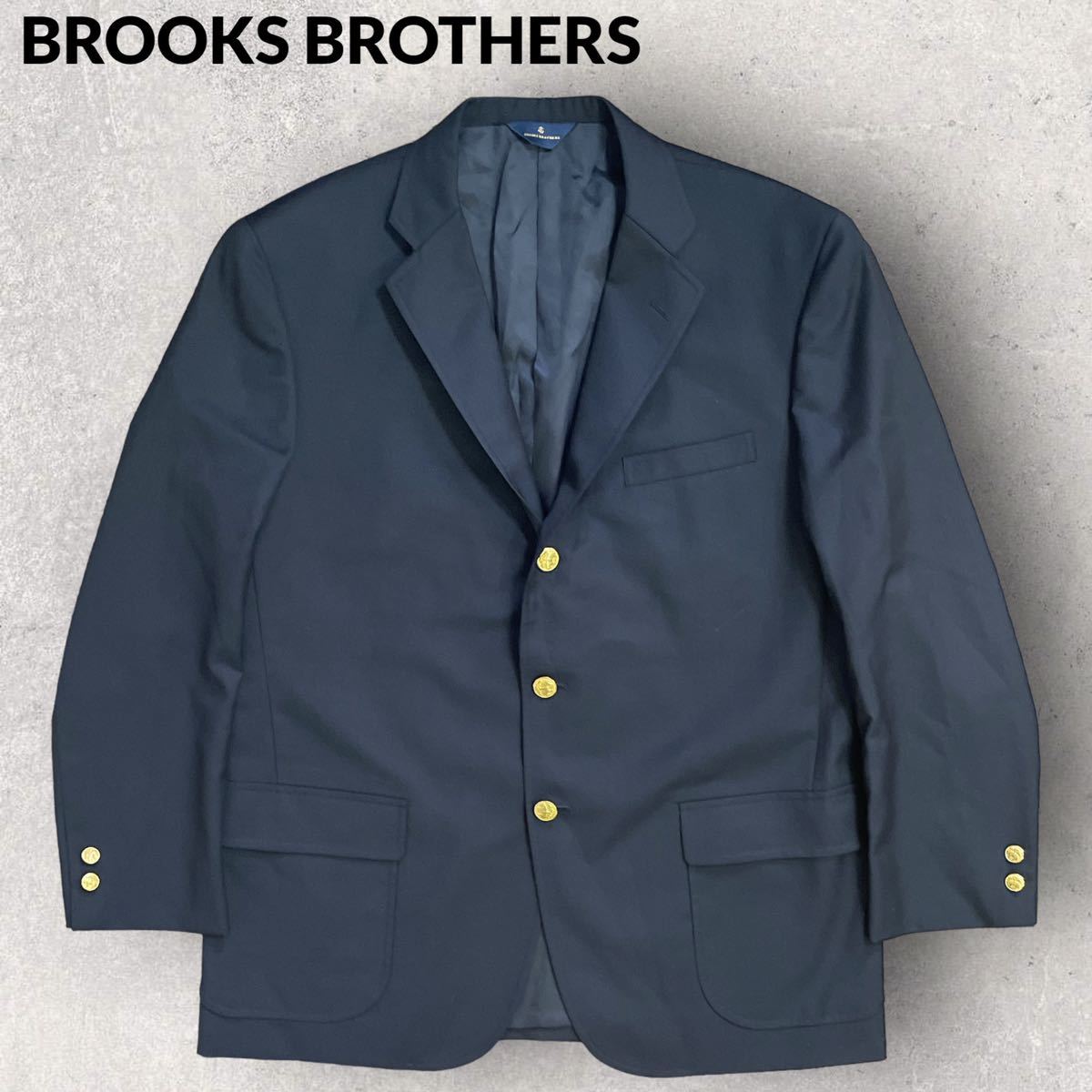 極美品 BROOKS BROTHERS ブルックスブラザーズ 紺ブレザー Tollegno 1900 MADISON FIT 段返り３つ釦ジャケット  ネイビー サイズ42