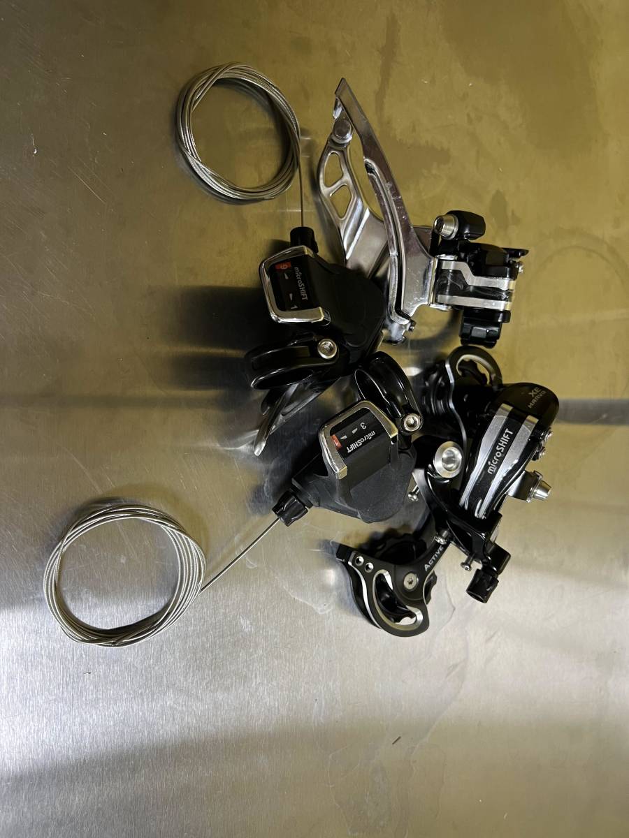 送料込】 Microshift 3x9s 前後ディレーラーセット シフトレバー