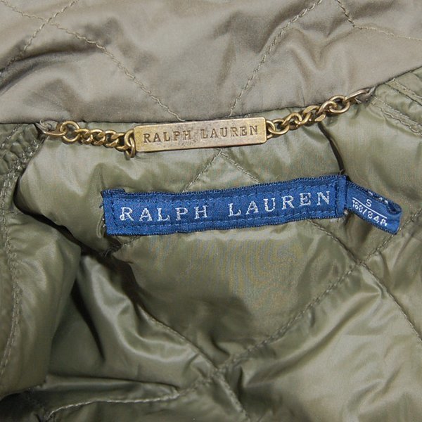 ラルフローレンRALPH LAUREN■キルティング ダウンベスト ミリタリー風 フルジップ ベスト■S 160/84A■カーキ ※NK3809475_画像5