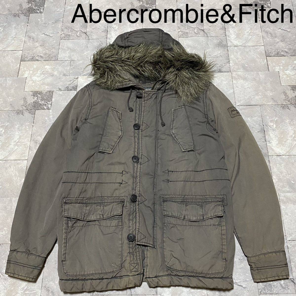 Abercrombie&Fitch アバクロ N3B USA企画 wilcox JACKET 防寒 フード ファー グレー サイズM 玉FS1036