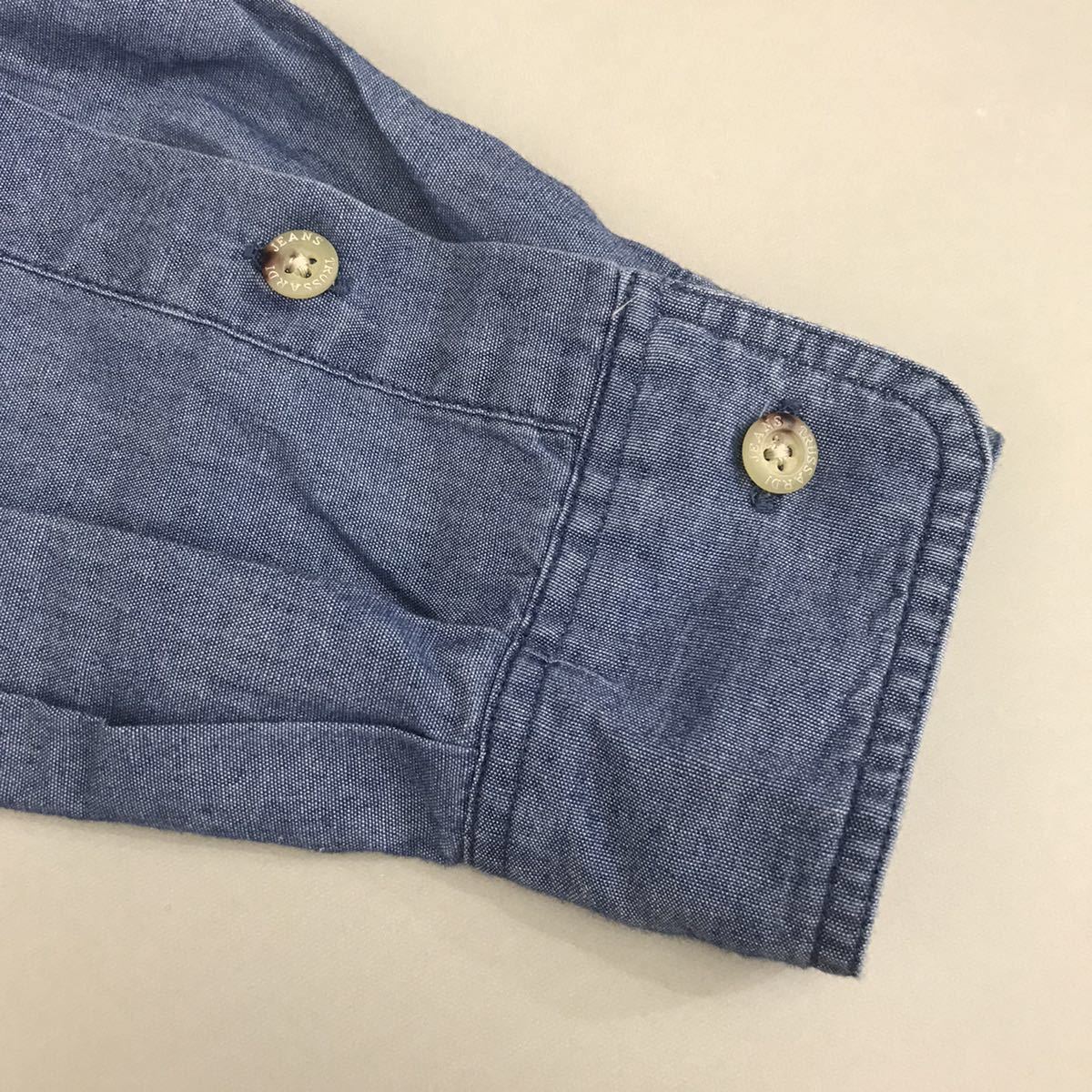  Trussardi TRUSSARDI кнопка down рубашка джинсы cut and sewn Denim цвет Logo вышивка b люмен z мужской 48 размер ♭*-
