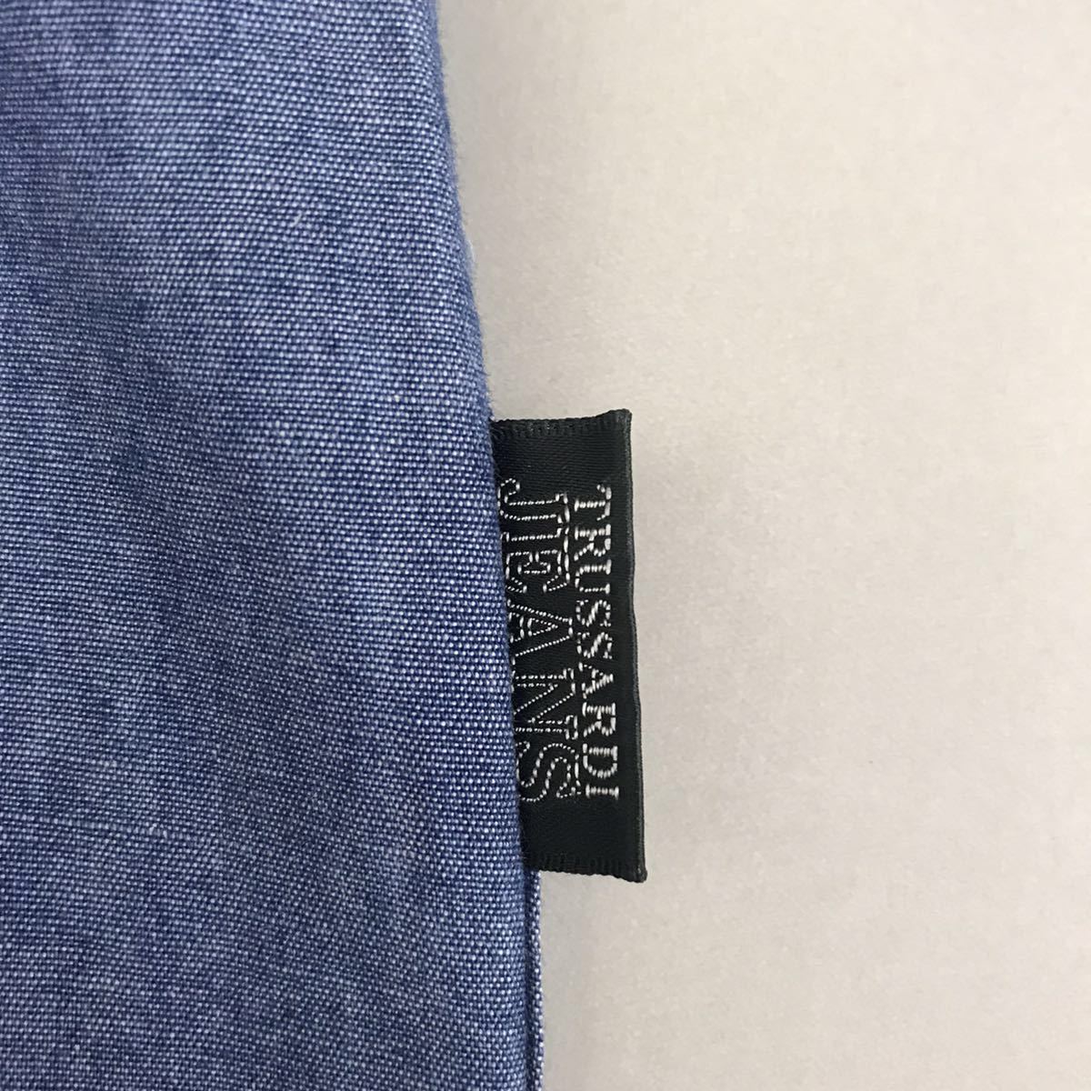  Trussardi TRUSSARDI кнопка down рубашка джинсы cut and sewn Denim цвет Logo вышивка b люмен z мужской 48 размер ♭*-