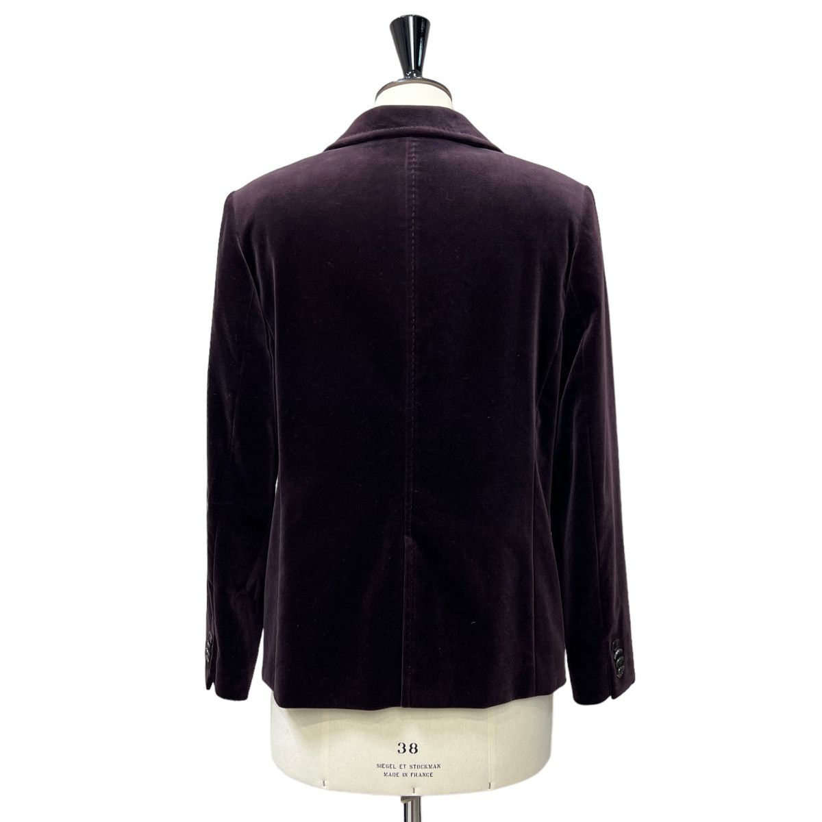 美品 ☆ DAKS london ダックス 最高級生地 NIEDIECK VELVET ニーディック ベルベット テーラード ジャケット 13ABR レディース ボルドー_画像4