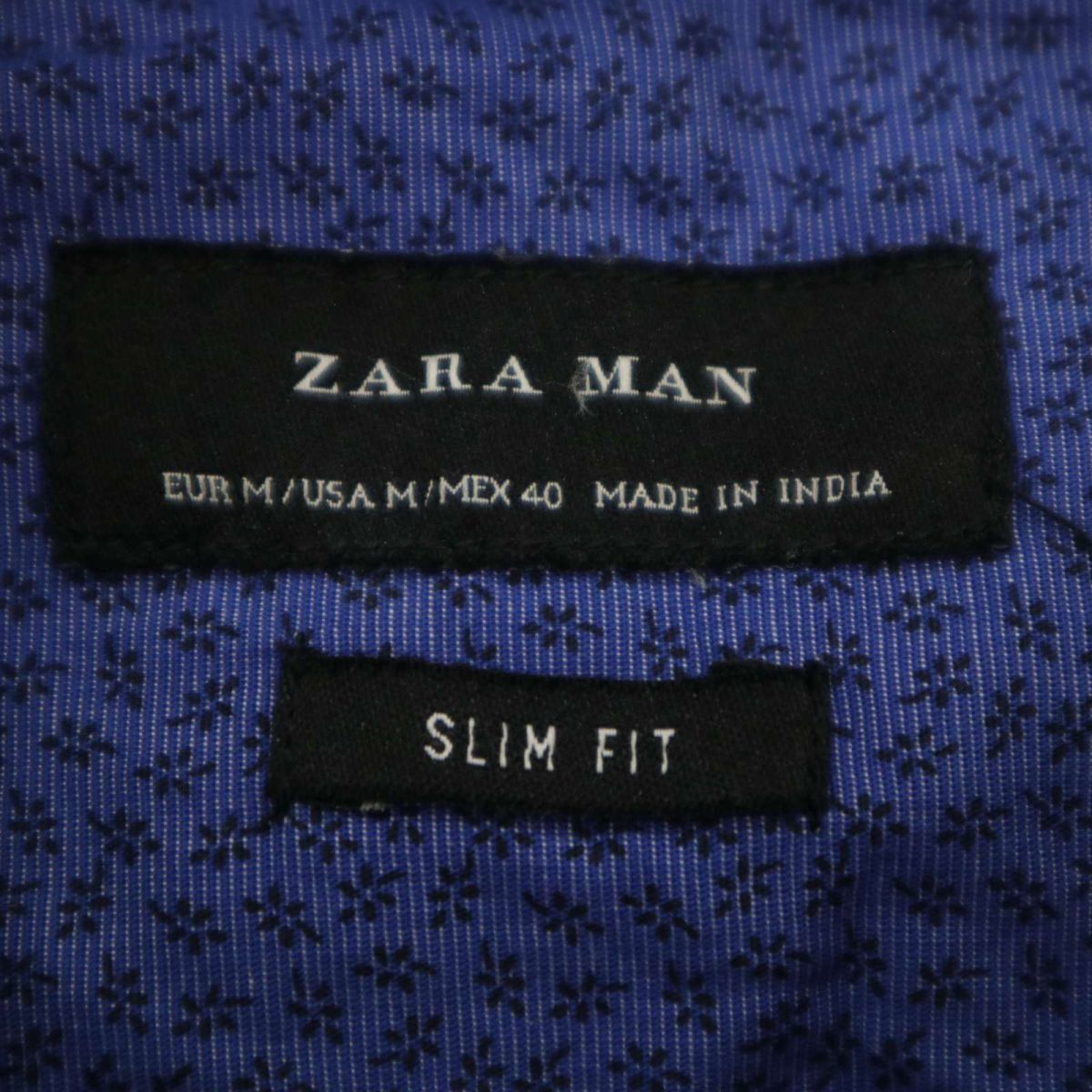 ZARA MAN ザラ マン 通年 SLIM FIT 【花柄 小花柄★フラワー 総柄】 長袖 ボタンダウン シャツ Sz.M メンズ ネイビー C3T07374_8#Cの画像5