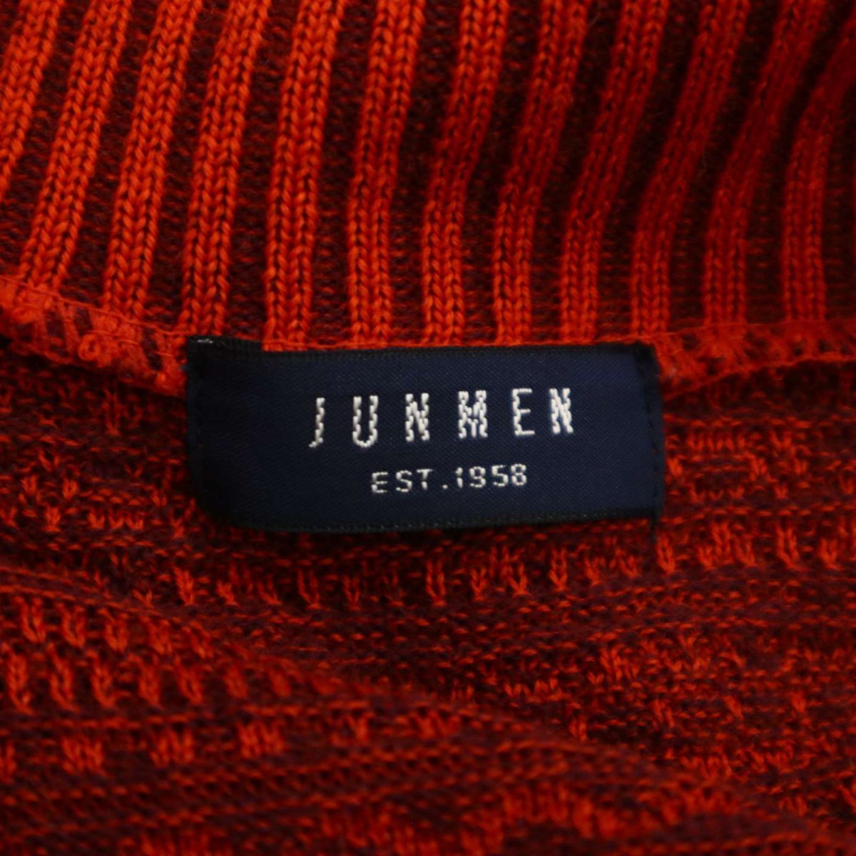 JUNMEN ジュンメン 通年 【ウール混 コットン】 ニット ショールカラー カーディガン 羽織り Sz.M　メンズ 日本製　C3T01632_3#O_画像5