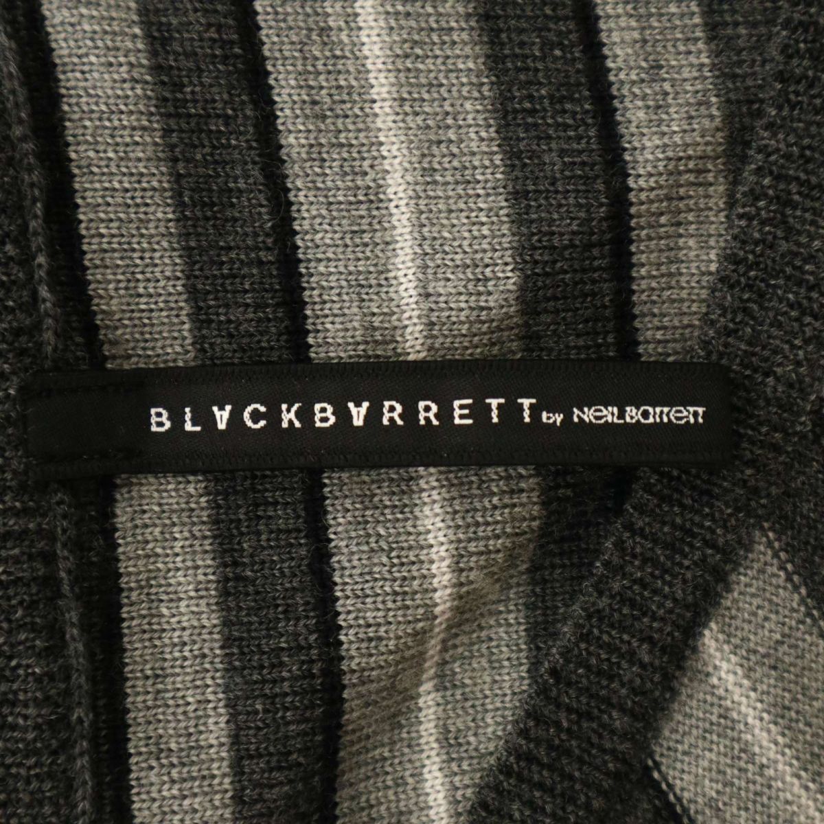 BLACK BARRETT ブラックバレット ニールバレット 長袖 ウール100%★ ニット カットソー ロンTシャツ Sz.2　メンズ グレー　C3T07775_9#K_画像5