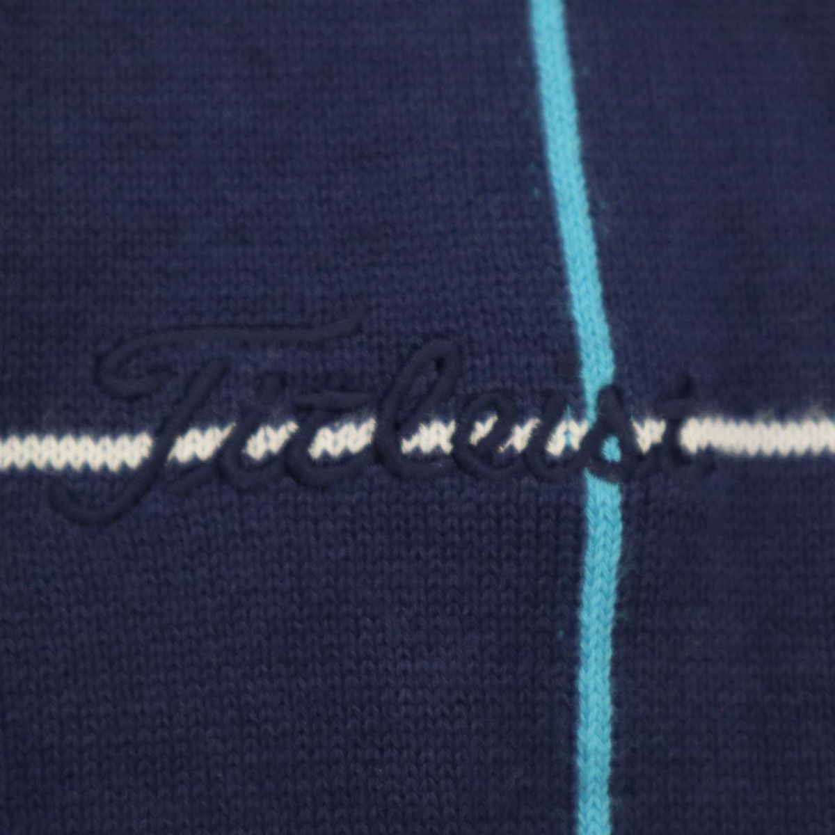 Titleist タイトリスト 通年 ロゴ刺繍★ ウインドウペン チェック ダブルジップ ニット ベスト Sz.M　メンズ 紺 ゴルフ　C3T07814_9#L_画像3