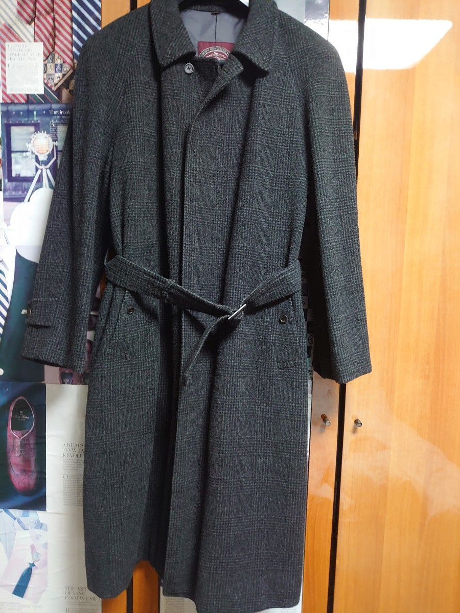 J.PRESS CHARCOAL GREY GLENCHECK WOOL COAT SIZE A−7 XL位_画像1