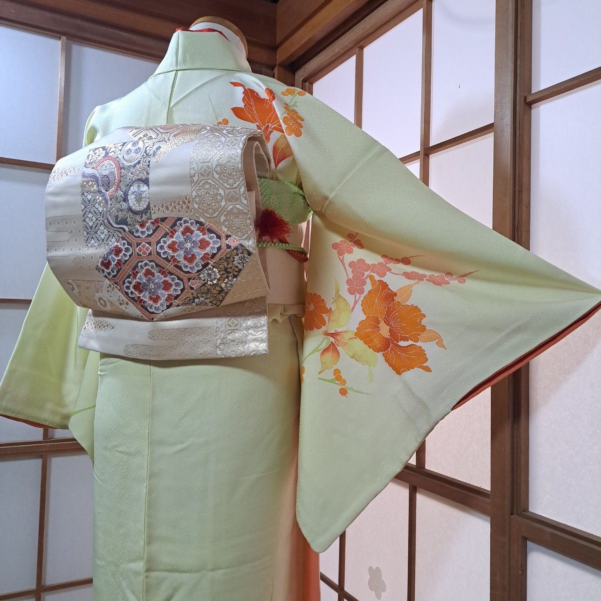 正絹 草花文 金駒刺繍 暈し染め 訪問着5点セット｜フリマ