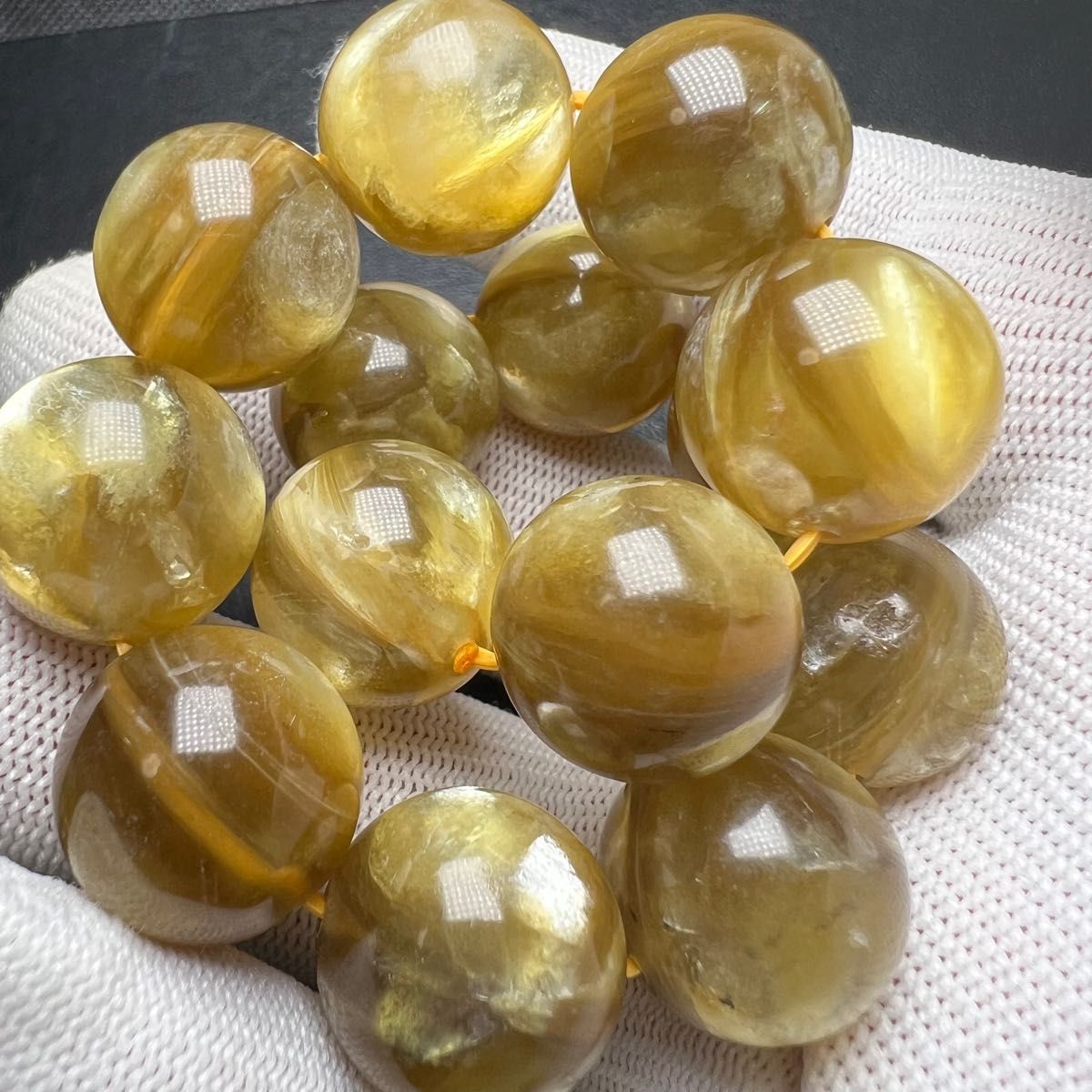 9193】希少 大玉 ゴールデンマイカ 16mm ブレスレット 天然石 9193】希少 大玉 ゴールデンマイカ 16mm ブレスレット 天然石