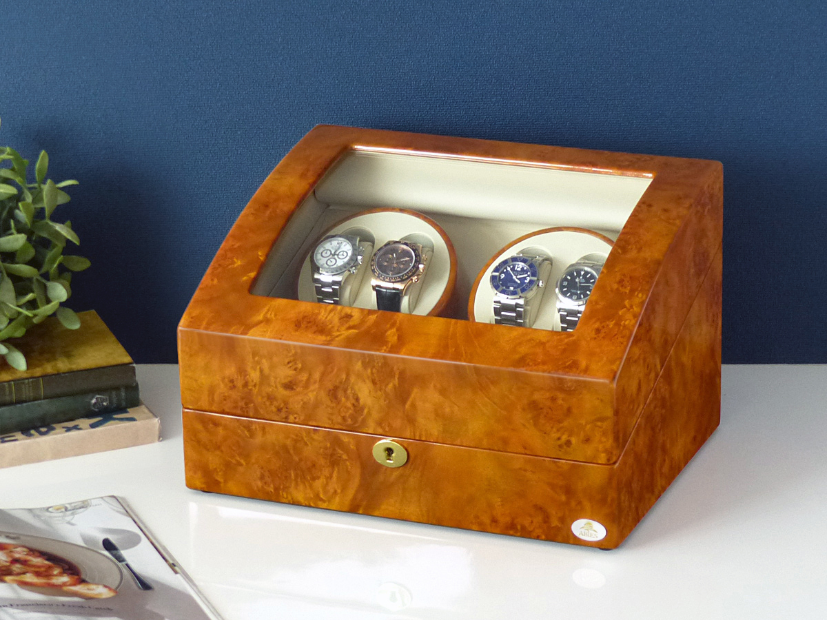ABIES アビエス ワインディングマシーン 4本巻 ライトブラウン 1年保証 腕時計用ケース 収納