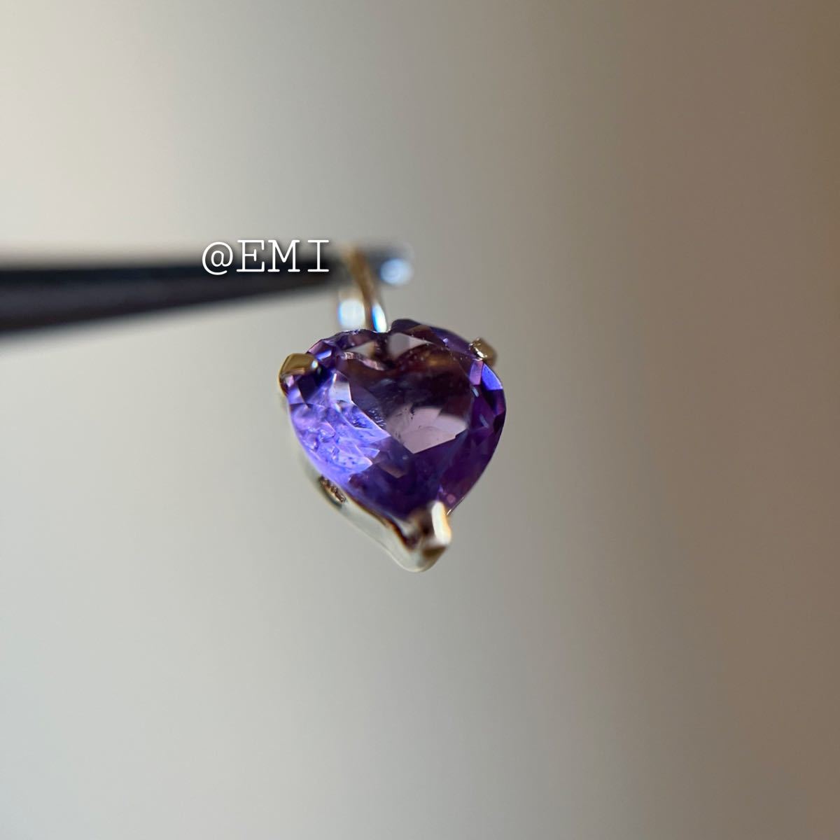 [ special sale *] K18 natural stone amethyst Heart 18 gold pendant top color stone charm heart amethyst