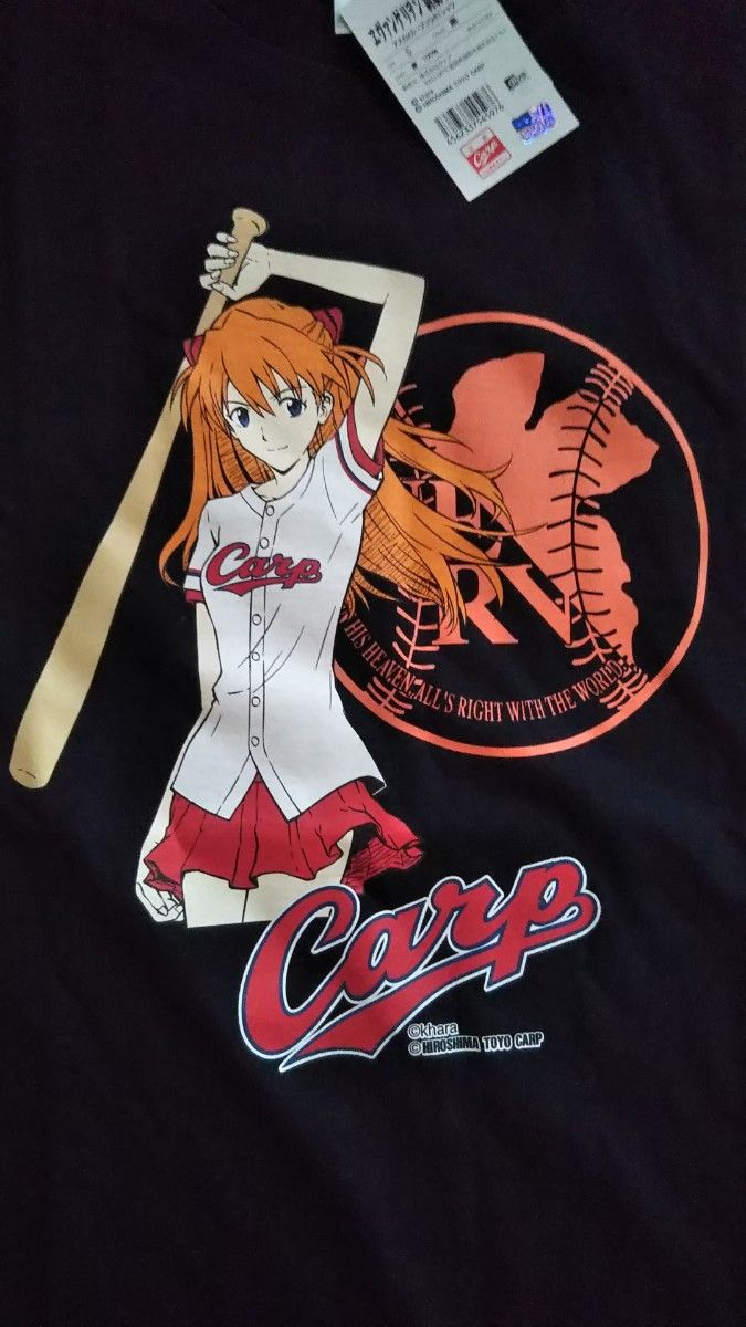 アスカ × カープ コラボ tシャツ エヴァンゲリオン ヱヴァンゲリヲン 球 野球 アニメ イラスト グラフィック 球