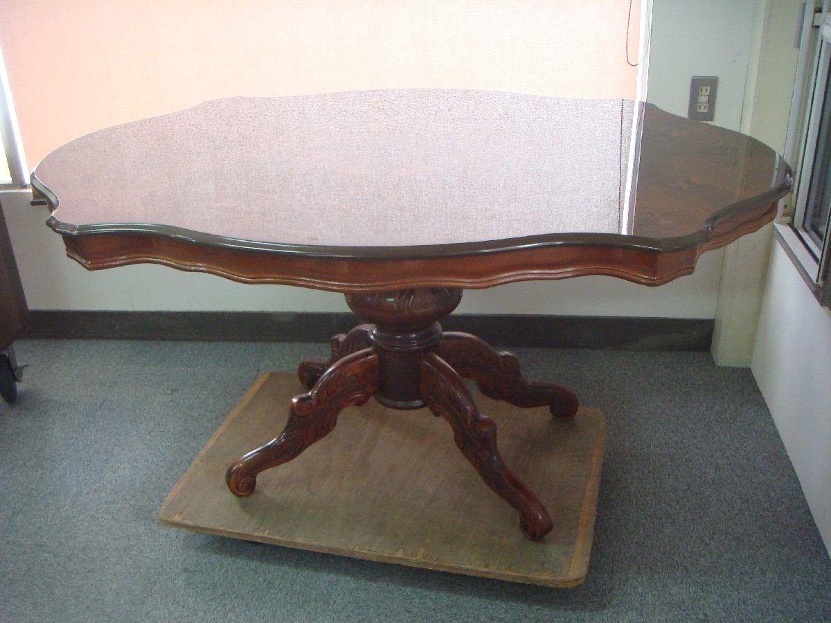 MB/H14V-RE 美品 ロココ調 アンティーク風 ダイニングテーブル 木製 147cm×97cm×高さ73cm