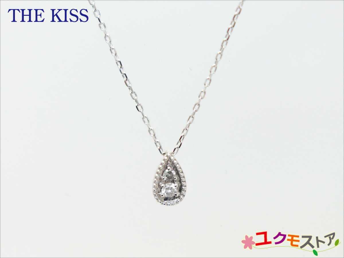 【送料無料】THE KISS sweet K10WG ダイヤモンド ネックレス 現行品 D0.03ct 10金 ホワイトゴールド