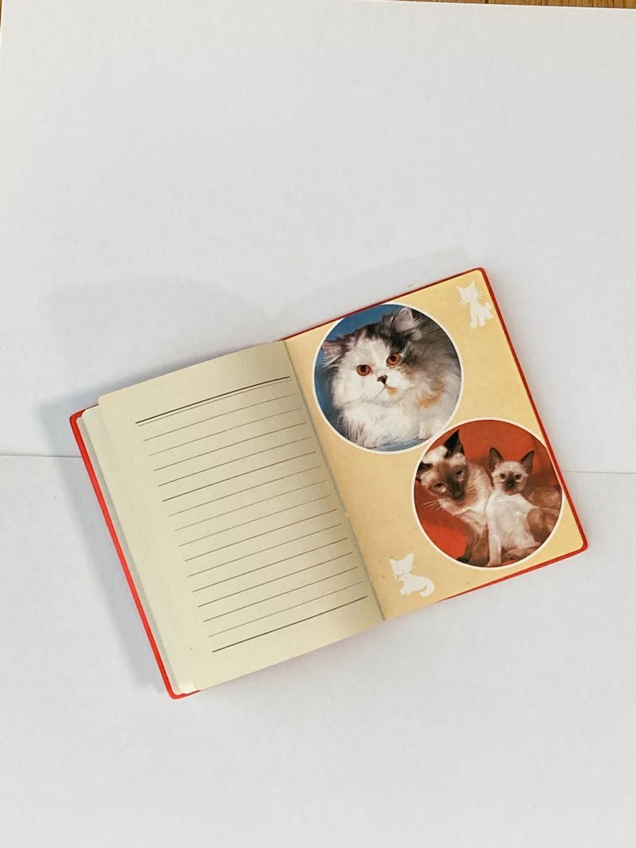 中国レトロ雑貨　カバーノート　手帳　猫雑貨［名猫日］126×92ミリ 厚さ8ミリ位
