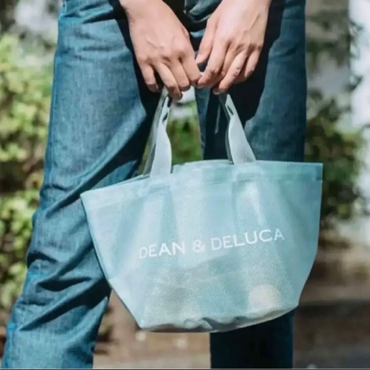 【週末限定SALE】DEAN & DELUCA メッシュトートバッグ ミントブルー S