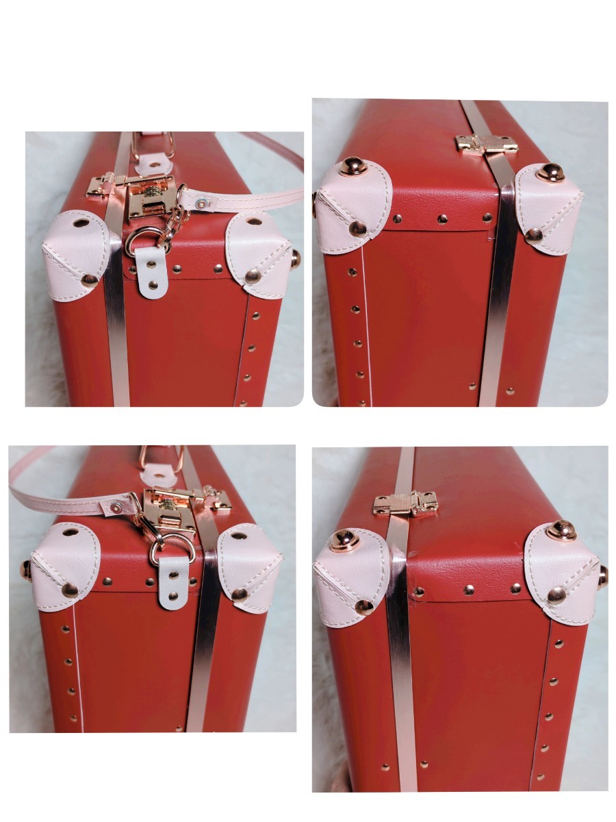 yure City luggage Mini leather trunk suitcase shoulder with strap . new goods unused goods 