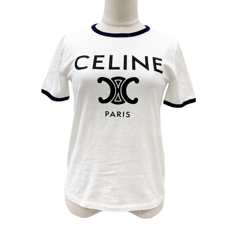 当季大流行 ホワイト コットン トップス Tシャツ CELINE セリーヌ