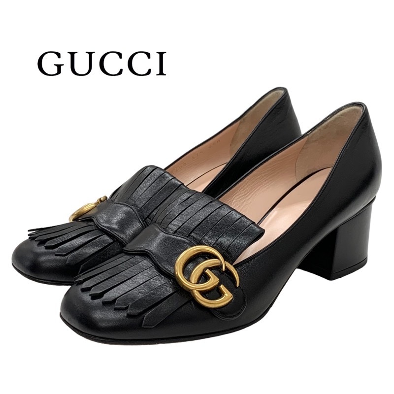 正規通販 GGマーモント パンプス GUCCI グッチ ダブルG ブラック