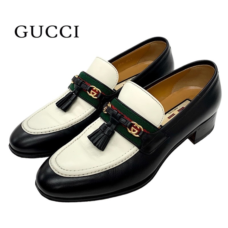 正式的 ローファー GUCCI グッチ 革靴 ブラック レザー タッセル