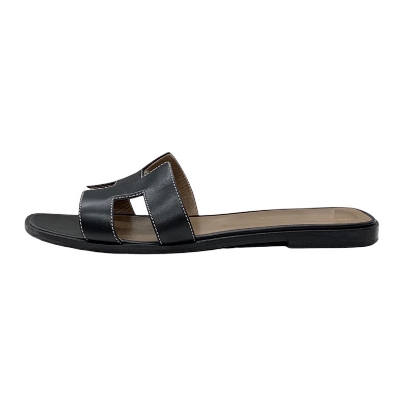  Hermes HERMES Ora n sandals shoes shoes leather black black Flat sandals 