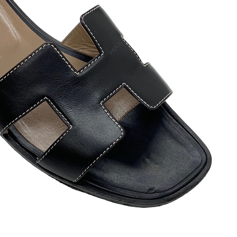  Hermes HERMES Ora n sandals shoes shoes leather black black Flat sandals 