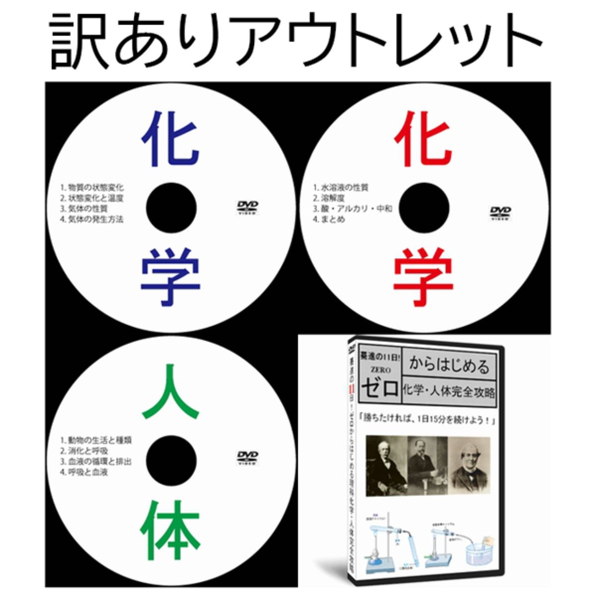 【サントップアウトレット】暗記カードを超えた！中学受験理科化学人体DVD全3枚