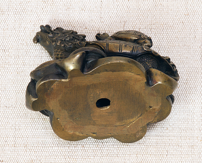 2003/オブジェ・銅製「亀」縁起物・文鎮 床飾 置物・美品・木箱_画像10