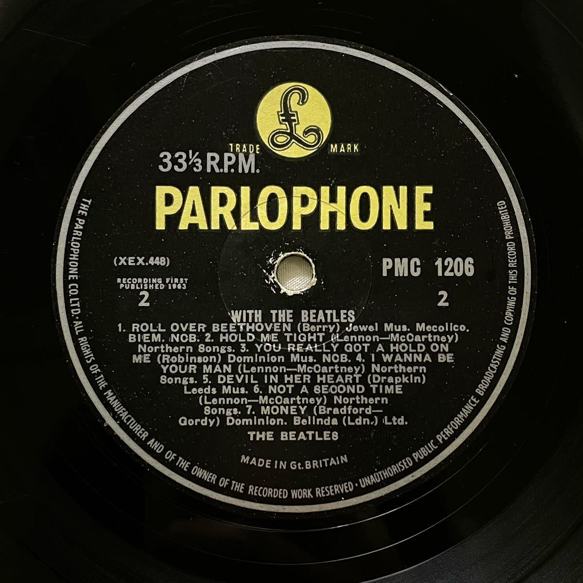 2nd Press 2桁スタンパー マト-3N/-3N WITH THE BEATLES UKオリジナル盤 MONO LP PARLOPHONE PMC1206 ザ・ビートルズ レコード_画像8