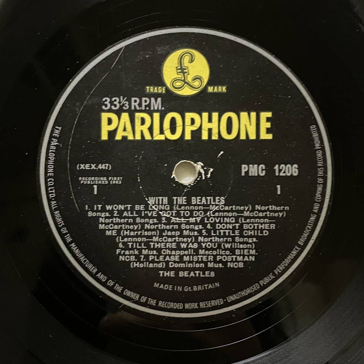 2nd Press 2桁スタンパー マト-3N/-3N WITH THE BEATLES UKオリジナル盤 MONO LP PARLOPHONE PMC1206 ザ・ビートルズ レコード_画像7